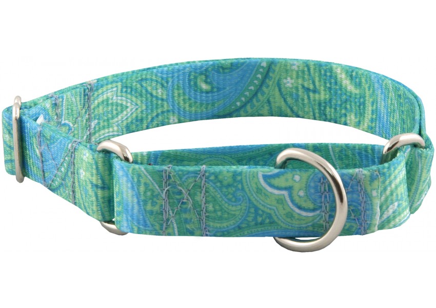 Green with blue paisley design adds a touch of beauty to a Martingale.